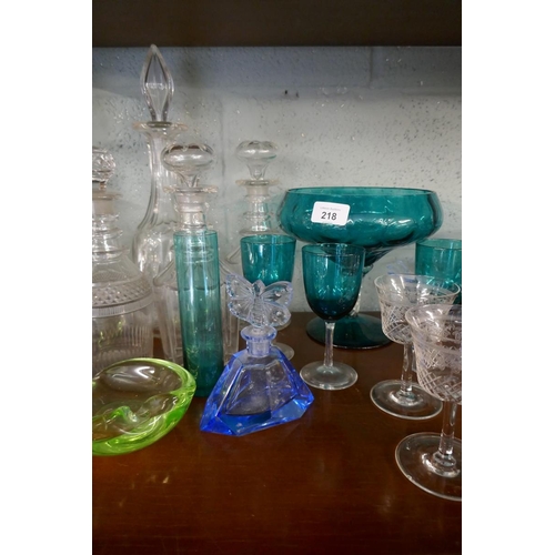 218 - Collection of glass to include decanters