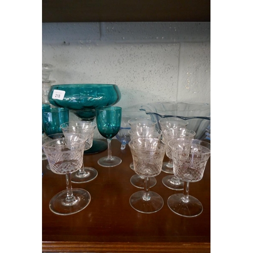 218 - Collection of glass to include decanters