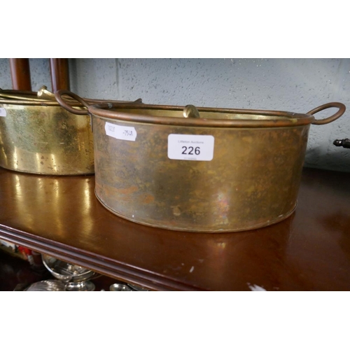 226 - Collection of brass door handles and brass pots