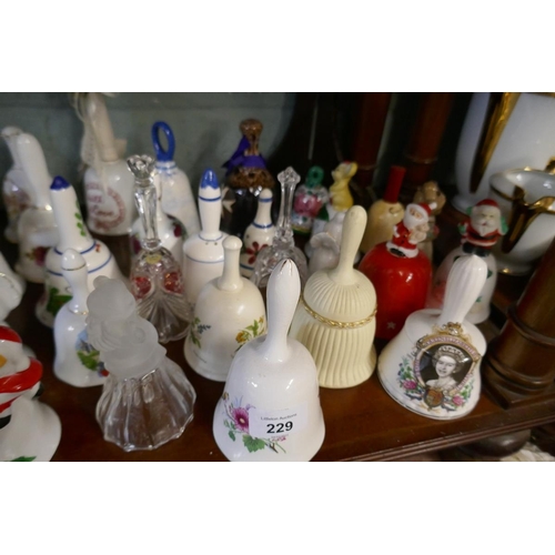 229 - Collection of glass & porcelain bell's