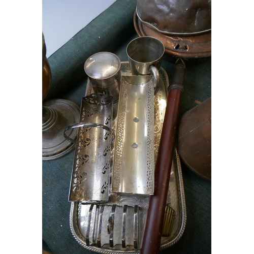 237 - Collection of copper, silver plate & pewter