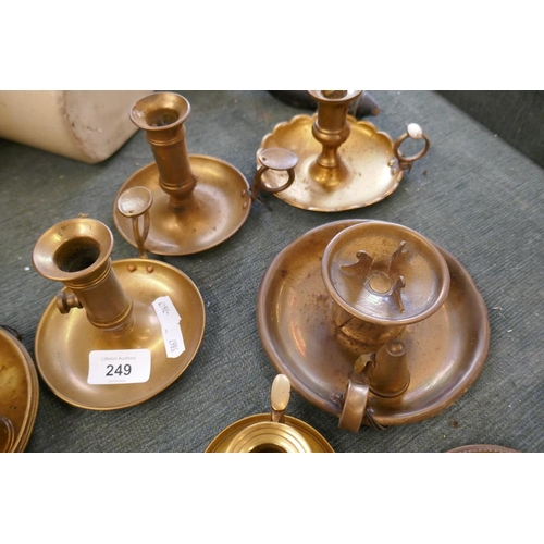 249 - Collection of vintage candle holders - mainly brass