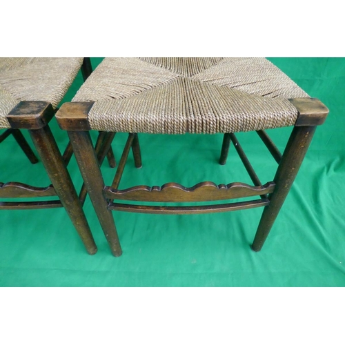 252 - Pair of ladder-back rush seated chairs