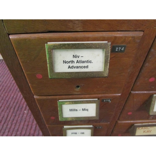 319 - Mid-century oak index drawers (45 drawers) - Approx size W: 84cm D: 44cm H: 107cm