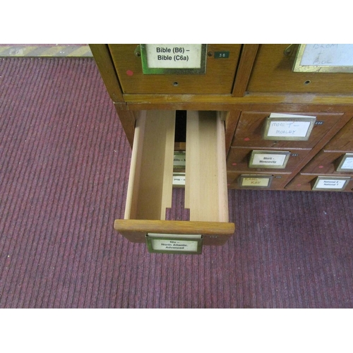 319 - Mid-century oak index drawers (45 drawers) - Approx size W: 84cm D: 44cm H: 107cm