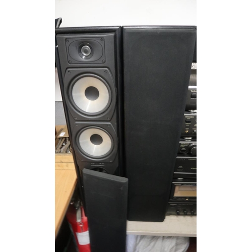 338 - Technics stacking stereo system together with Mission speakers