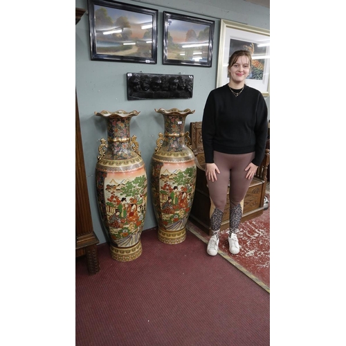 357 - Very large pair of Satsuma floor vases – Height 132cm