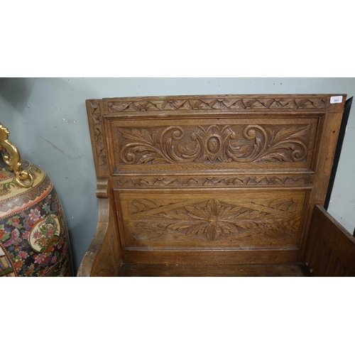 361 - Carved oak pew - Approx length: 89cm