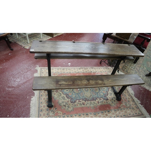 363 - Antique pitch pine metamorphic school desk/bench - Approx length: 158cm