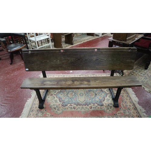 363 - Antique pitch pine metamorphic school desk/bench - Approx length: 158cm