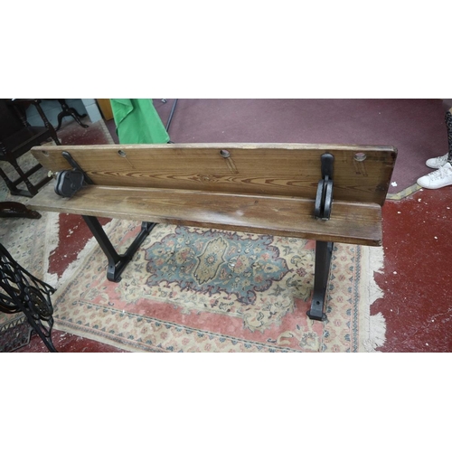 363 - Antique pitch pine metamorphic school desk/bench - Approx length: 158cm