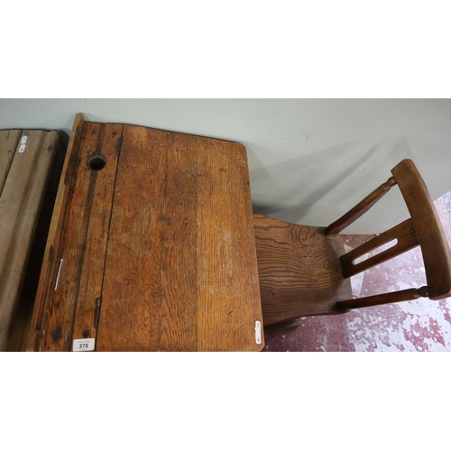 378 - Vintage school desk with sliding chair