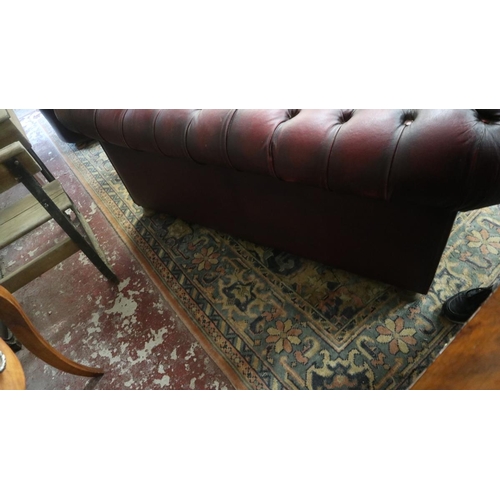 381 - Ox blood leather Chesterfield 2 seater sofa