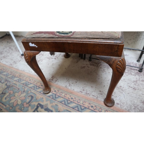 387 - Collection of furniture to include Edwardian trouser press, tapestry foot stool etc