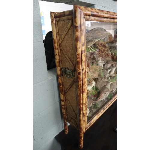 294 - Large British wildlife taxidermy display cabinet to include pheasant, stoat, red squirrel, partridge... 