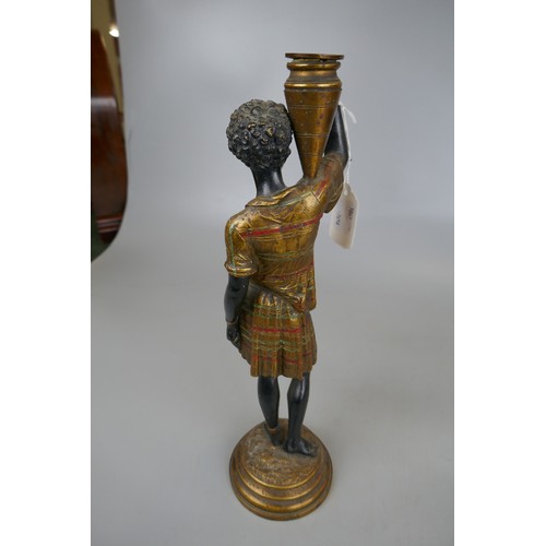 158 - Two Blackamoor 19thC Louis Hottot Dienze candlesticks - Approx height: 37cm