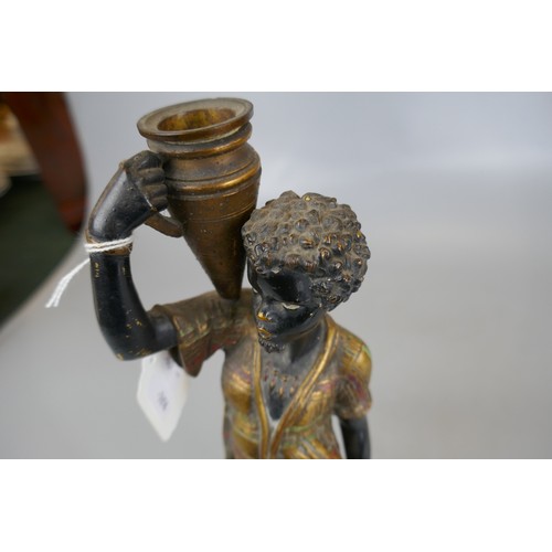 158 - Two Blackamoor 19thC Louis Hottot Dienze candlesticks - Approx height: 37cm