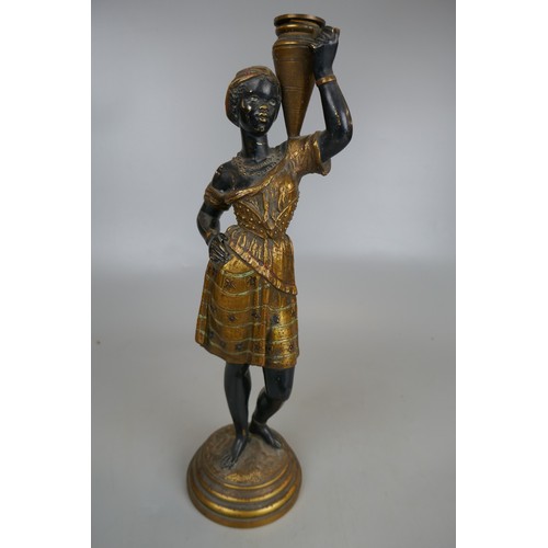 158 - Two Blackamoor 19thC Louis Hottot Dienze candlesticks - Approx height: 37cm