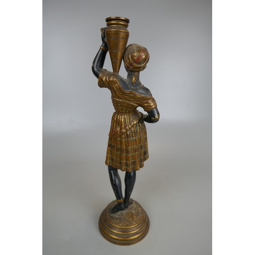 158 - Two Blackamoor 19thC Louis Hottot Dienze candlesticks - Approx height: 37cm