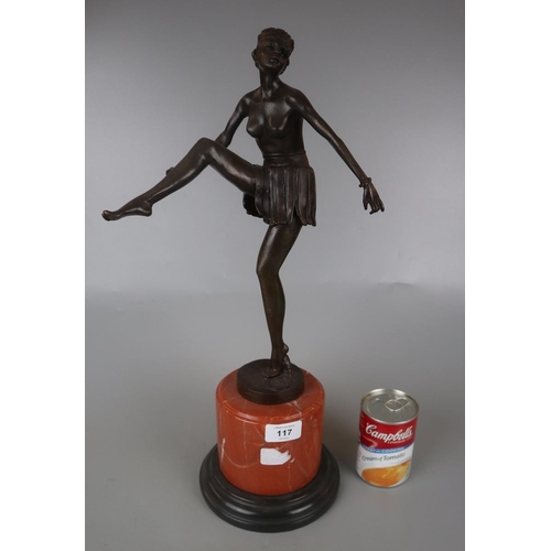 117 - Bronze statue of ballerina on marble base - Approx H: 48cm