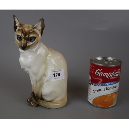 129 - Hutschenreuther Germany porcelain model of a Siamese cat - Approx height: 19.5cm