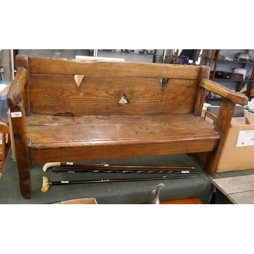 196 - Early elm child's bench - Approx. length 120cm