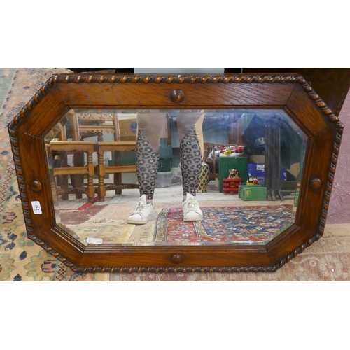 237 - Oak framed bevelled glass mirror