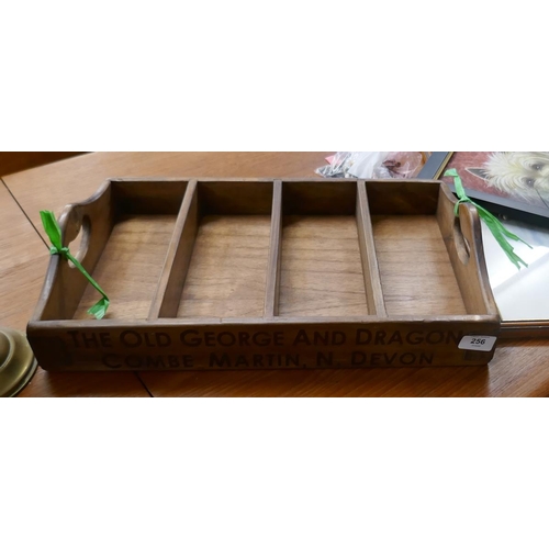 256 - Wooden advertising cutlery tray