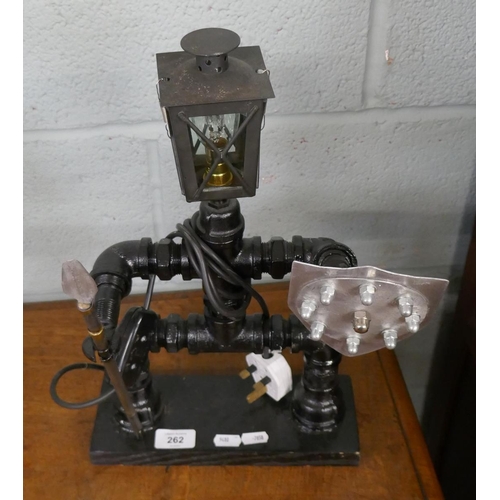 262 - Bespoke nut and bolt figure lamp - Approx height: 42cm