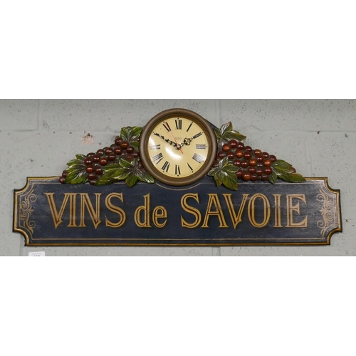 263 - Vins de Savoie wall clock by Dewberry London