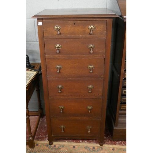 265 - Tall chest of 6 drawers - Size approx: W: 61cm D: 50cm H: 123cm