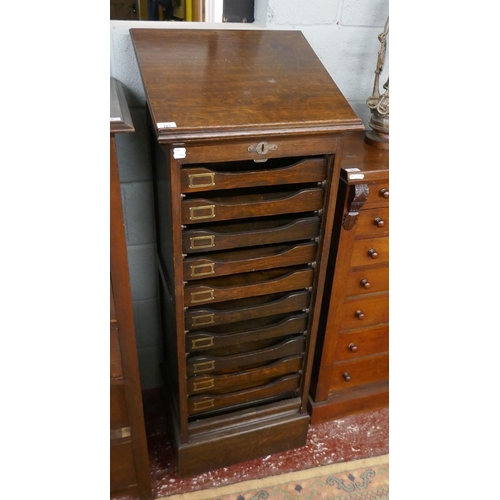 267 - Oak tambour fronted filing cabinet