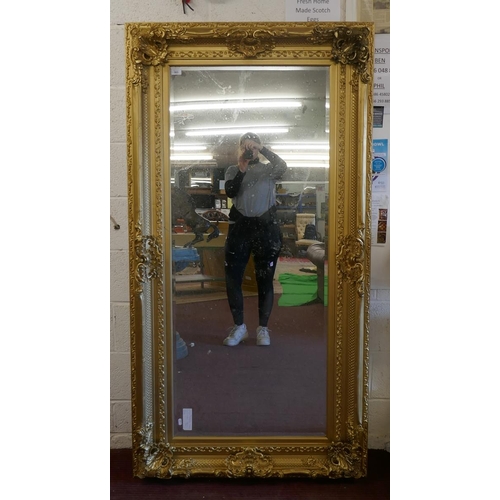 303 - Large & impressive ornate gilt framed mirror - Approx size: 182cm x 96cm