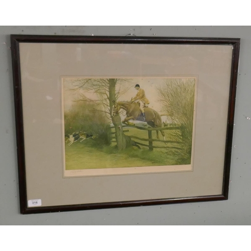 316 - Cecil Aldin signed print of the huntsman