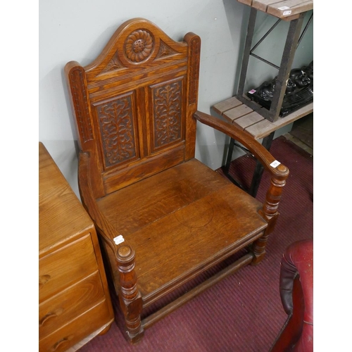 319 - Antique oak priests chair