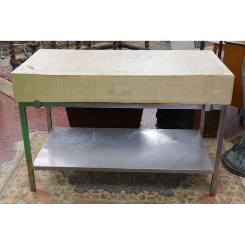 323 - Large butchers block on stand - Size approx: W: 123cm D: 61cm H: 81cm