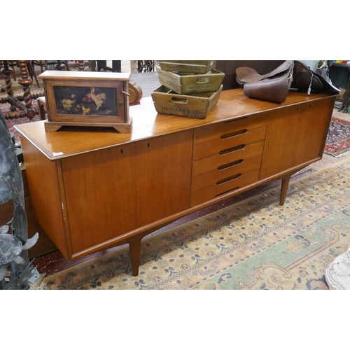 325 - Mid-century Scandinavian teak sideboard - Size approx: W: 207cm D: 47cm H: 82cm