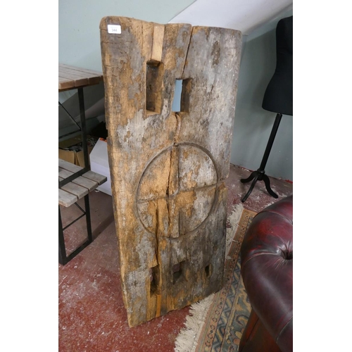 344 - Antique wooden press base - Approx size: 132cm x 55cm