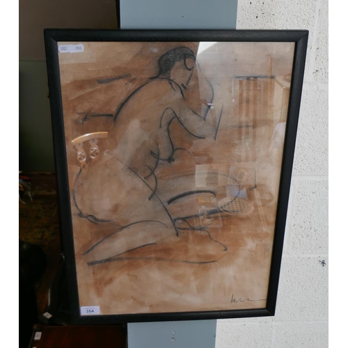 354 - Pastel - Nude indistinct signature - Approx image size: 39cm x 57cm