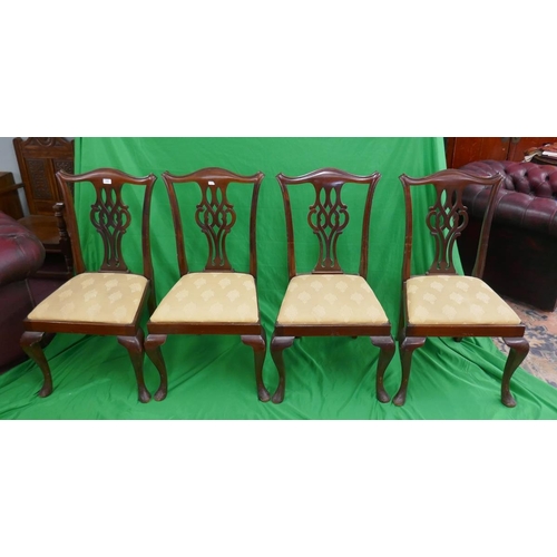 389 - Set of 4 mahogany Chinese Chippendale style dining chairs