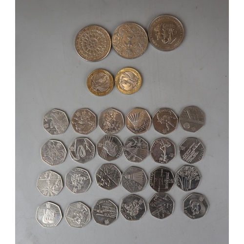 78 - Collection of coins to include collectable Olympic pieces