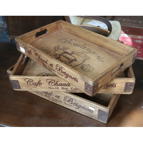 372 - 3 wooden graduated advertising trays