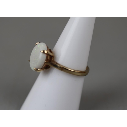 14 - Gold opal set ring - Approx size: L