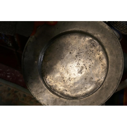 176 - Early pewter dish approx diameter 42cm