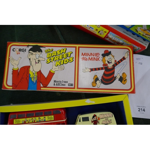 214 - 3 boxed Corgi Comic Classics diecast vehicles - Dandy, Beano and Bash Street Kids