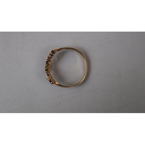 22 - Gold sapphire and diamond wishbone ring - Approx size: P