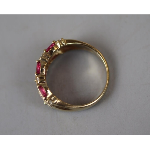 23 - Gold, ruby and diamond ring - Approx size: N½