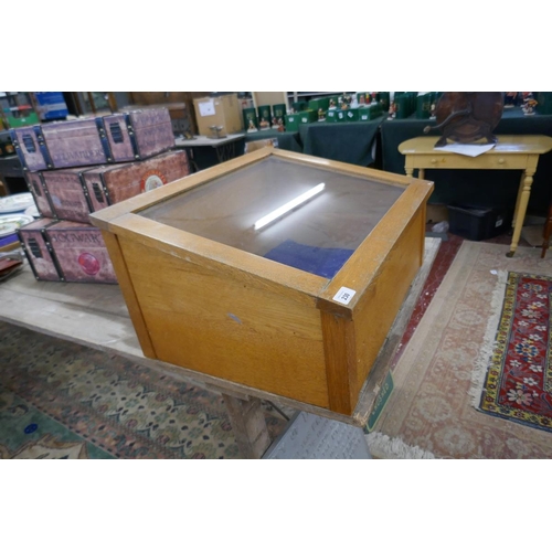 230 - Oak table top display cabinet - Size approx: W: 64cm D: 48cm H: 33cm