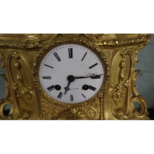 264 - French gilt mantel clock - Approx height: 44cm