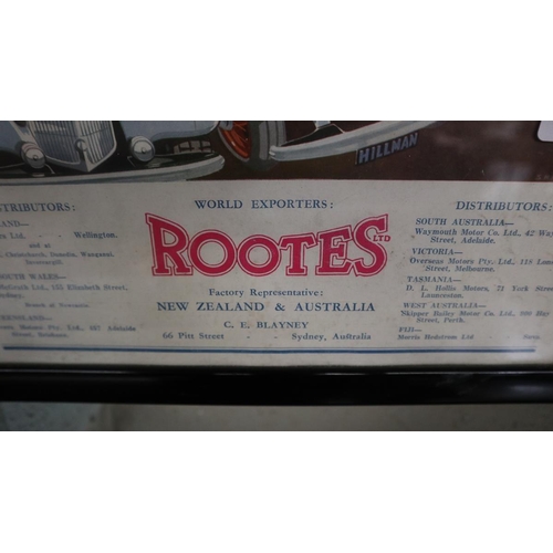 266 - Framed poster Roots Ltd - Humber, Hillman, Commer